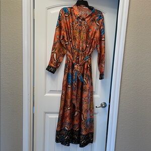 Riva Designs Orange Black Long Sleeve Sundress